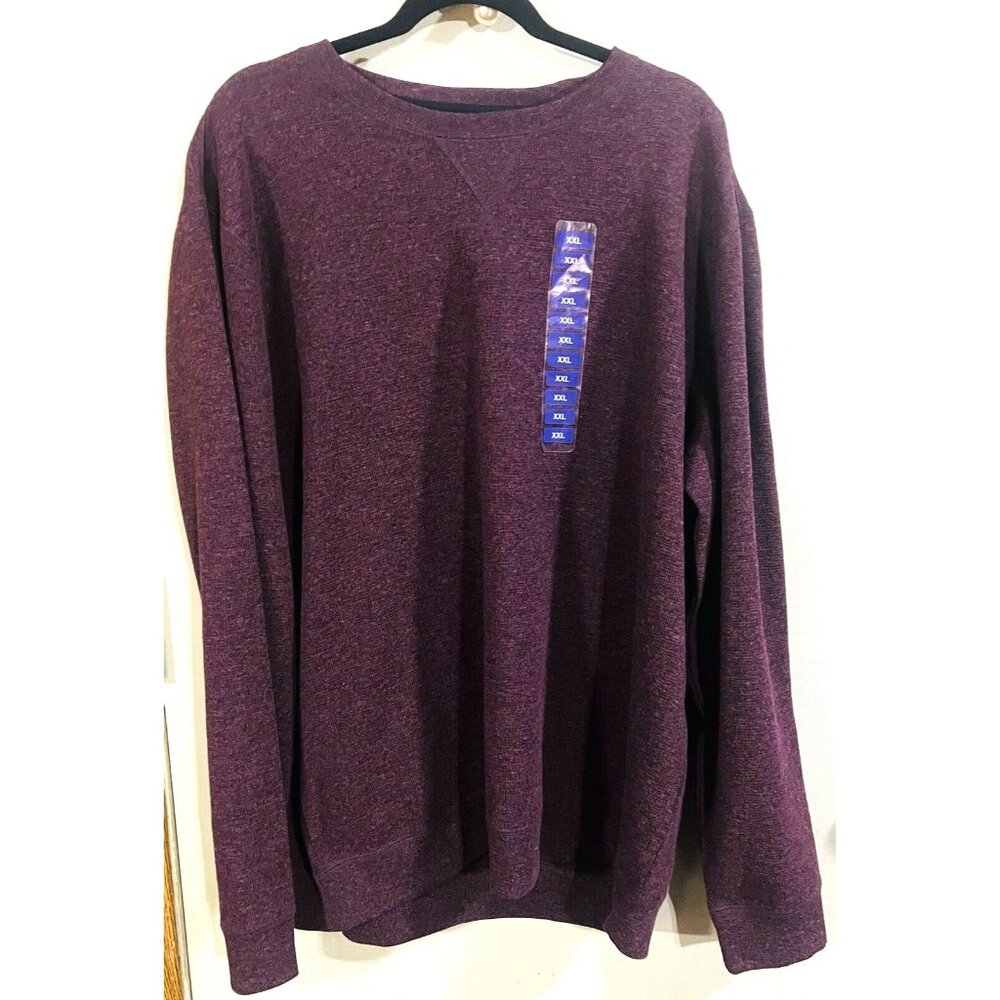 NEW Crewneck Pullover Mens Sweater XXL Maroon Long Sleeve Comfort Soft